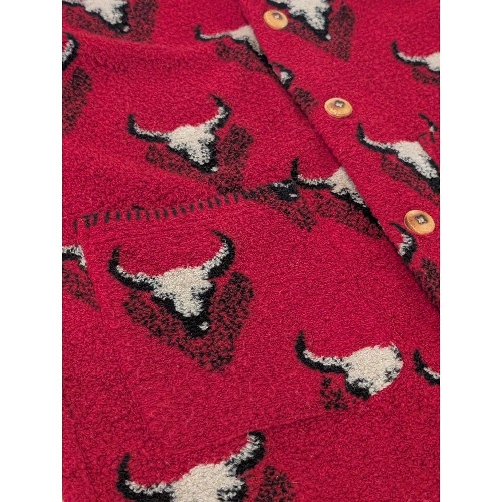Vintage Barn Fly Bronco Bull Fleece Cardigan Jacket Small Ranch Western Red S - Picture 12 of 16